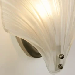 Shell væglampe, hvid satineret, skalform, glas, IP44