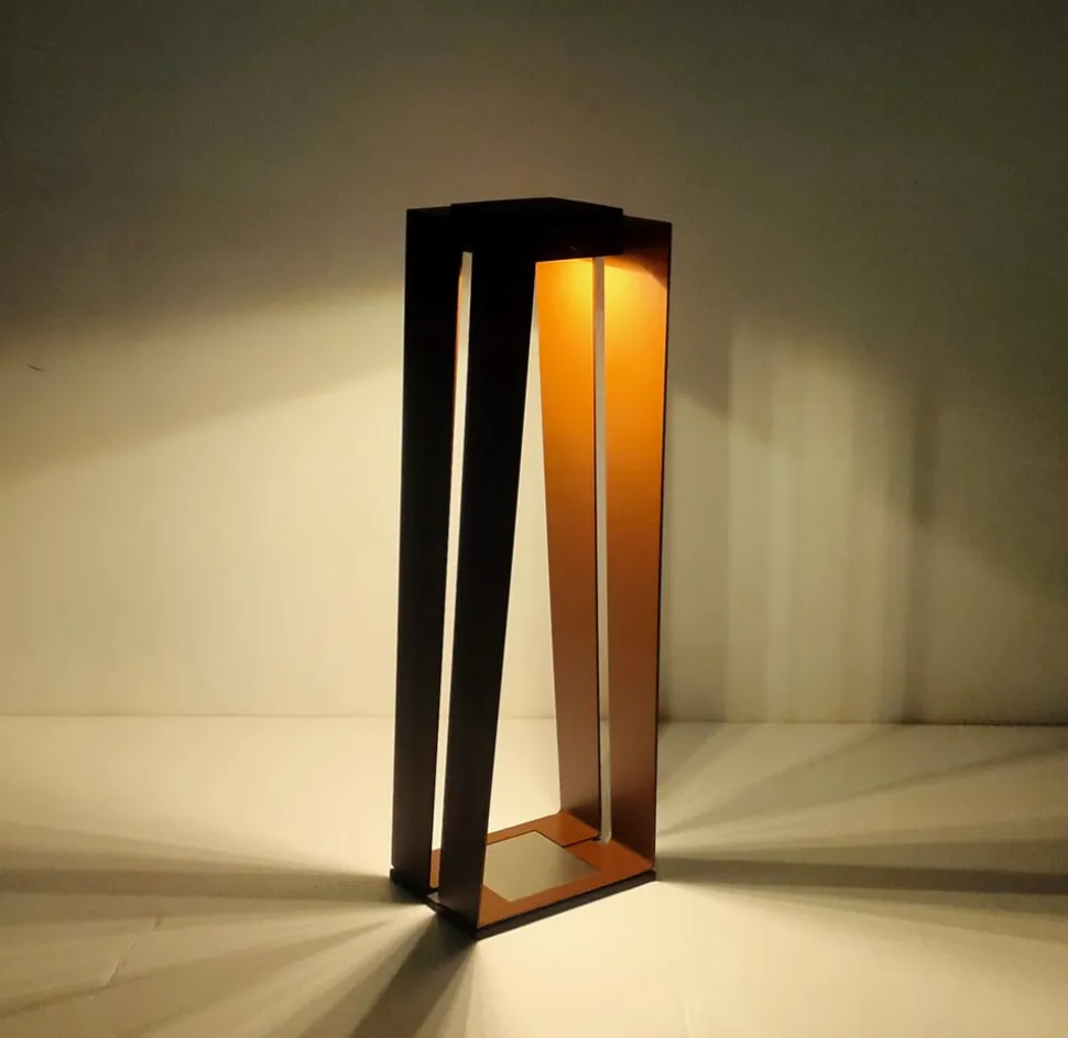 Skaal LED solcelle-lanterne med sensor, corten, 70 cm