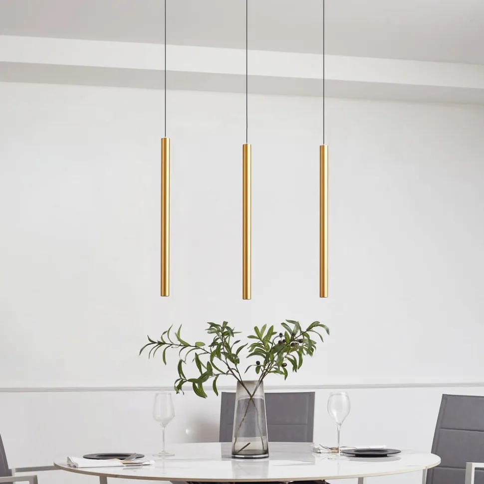 Skinne system 48V Lumaro, pendel, rørpære, 3 lyskilder, guld, CCT