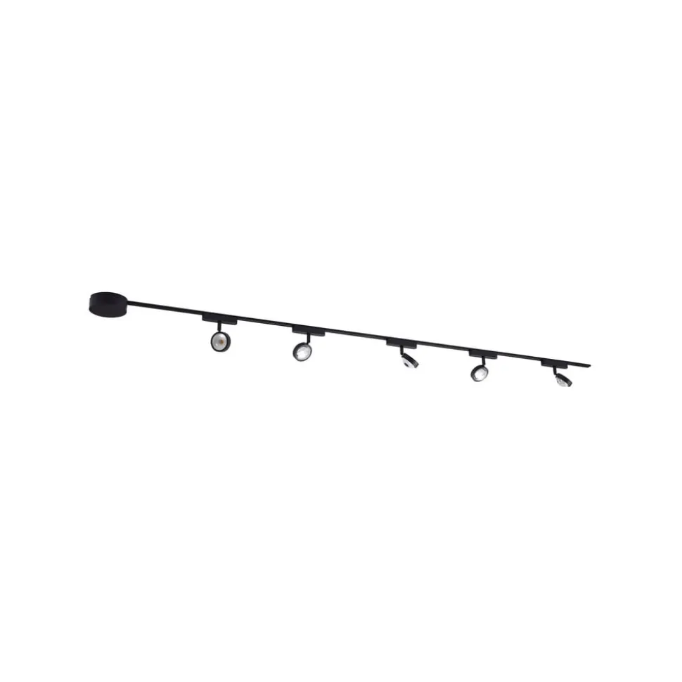 Skinne system 48V Lumaro, spots, 5 lyskilder, sort, Ø 7,3cm