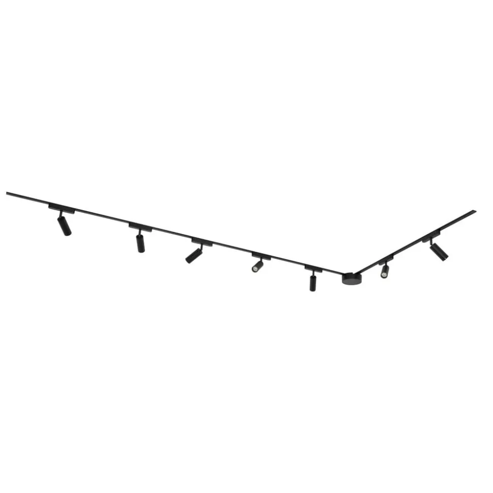 Skinnesystem 48V Lumaro, spots, 7 lyskilder, sort, Ø 4 cm