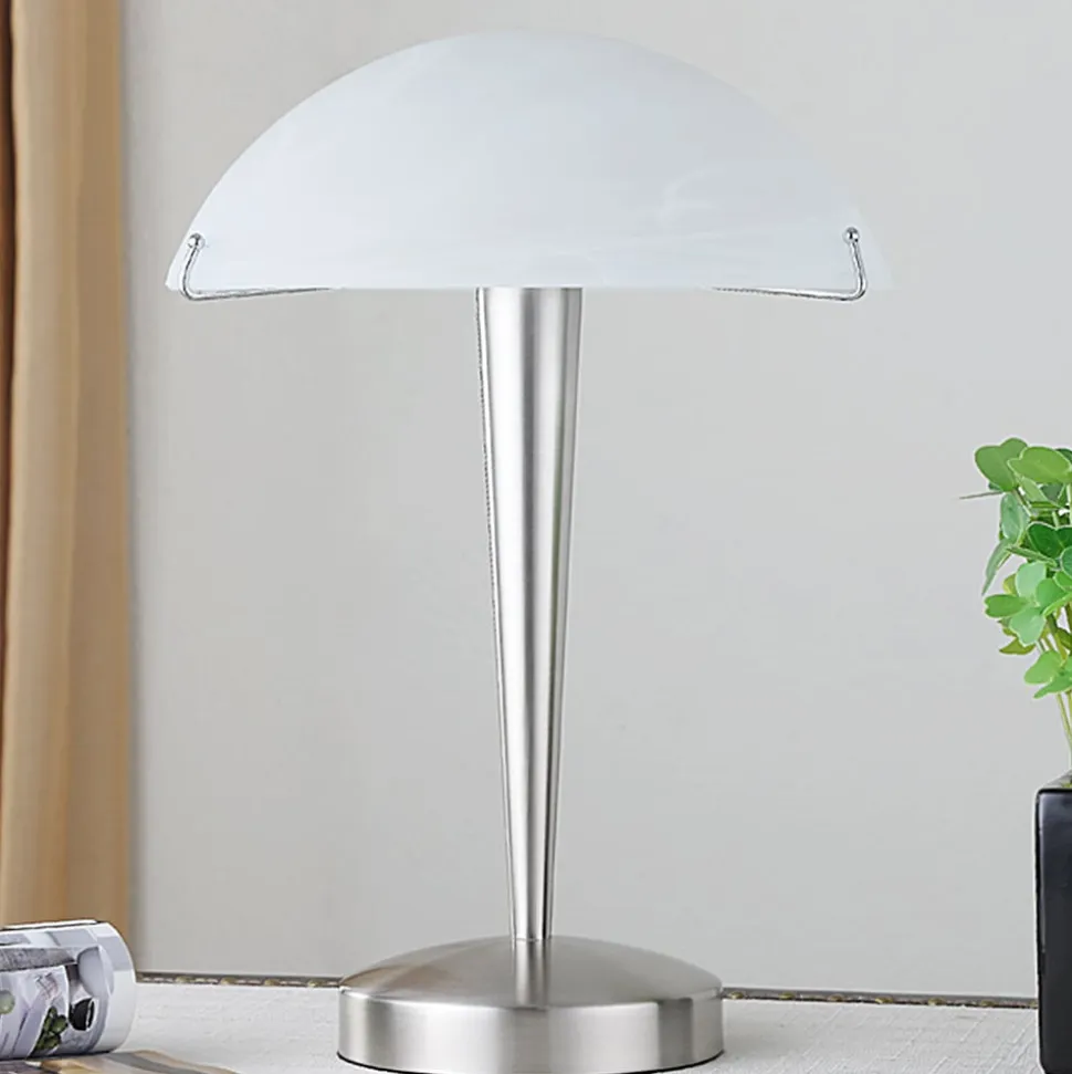 Skøn Viola bordlampe i mat nikkel