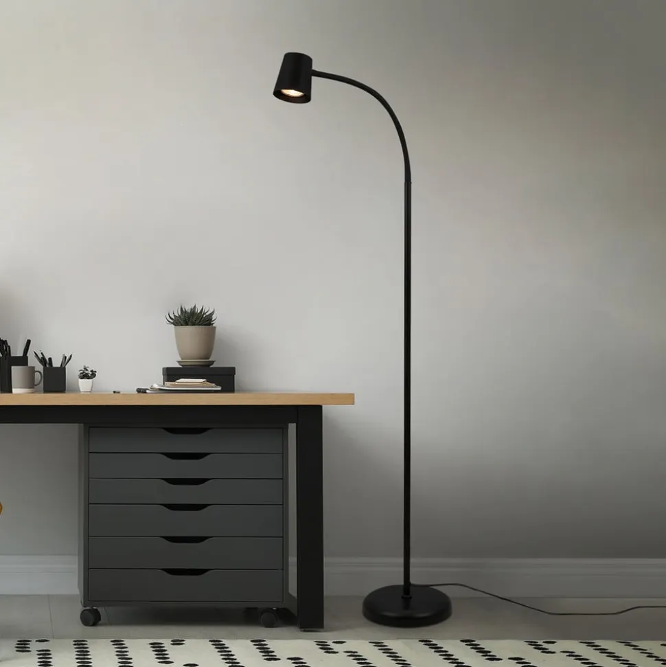 Skriva gulvlampe, justerbar, GU10, sort