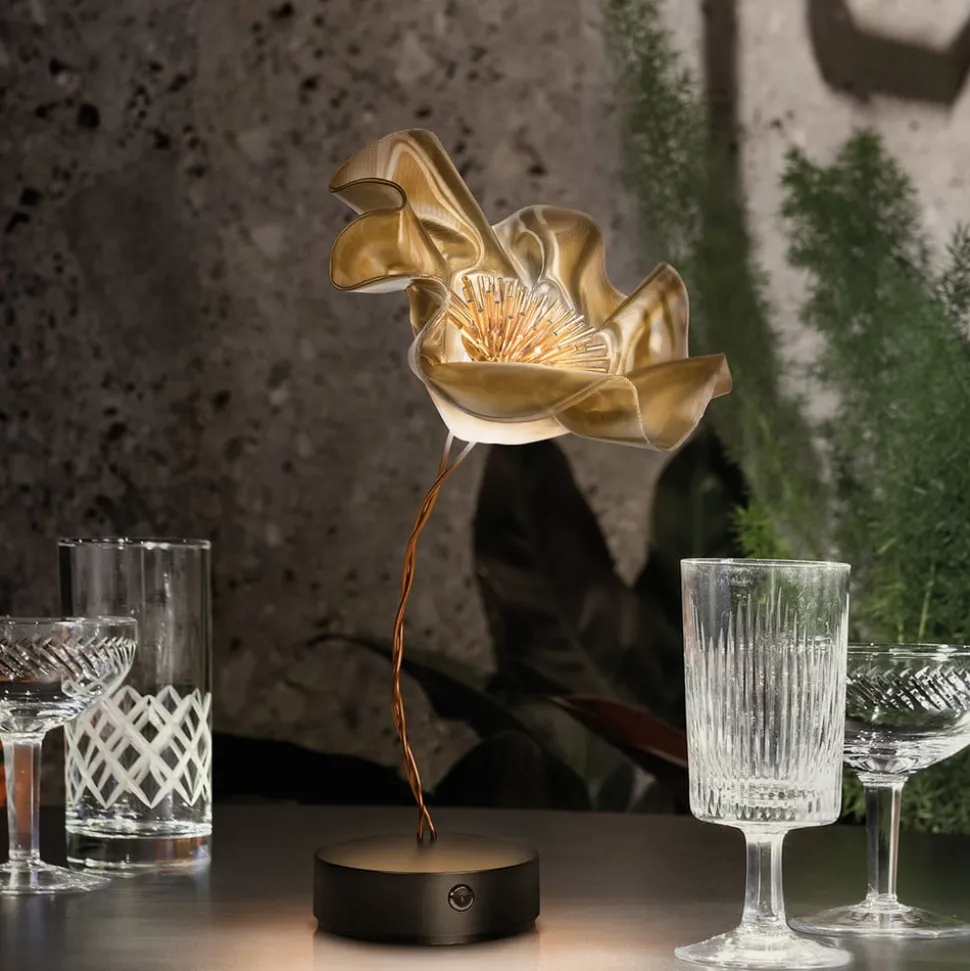 Slamp LaFleur LED-bordlampe, genopladeligt batteri, fløjl