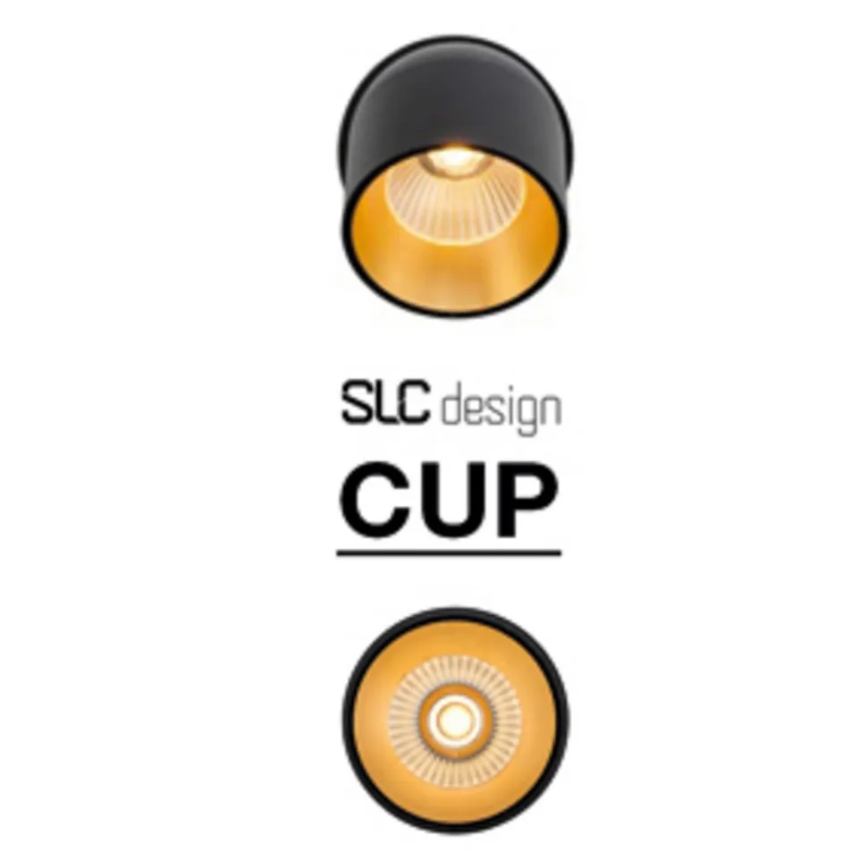 SLC Cup LED-indbygningsdownlight sort/guld 2.700 K