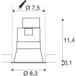 SLV Horn indbygningsspot GU10, mat sort