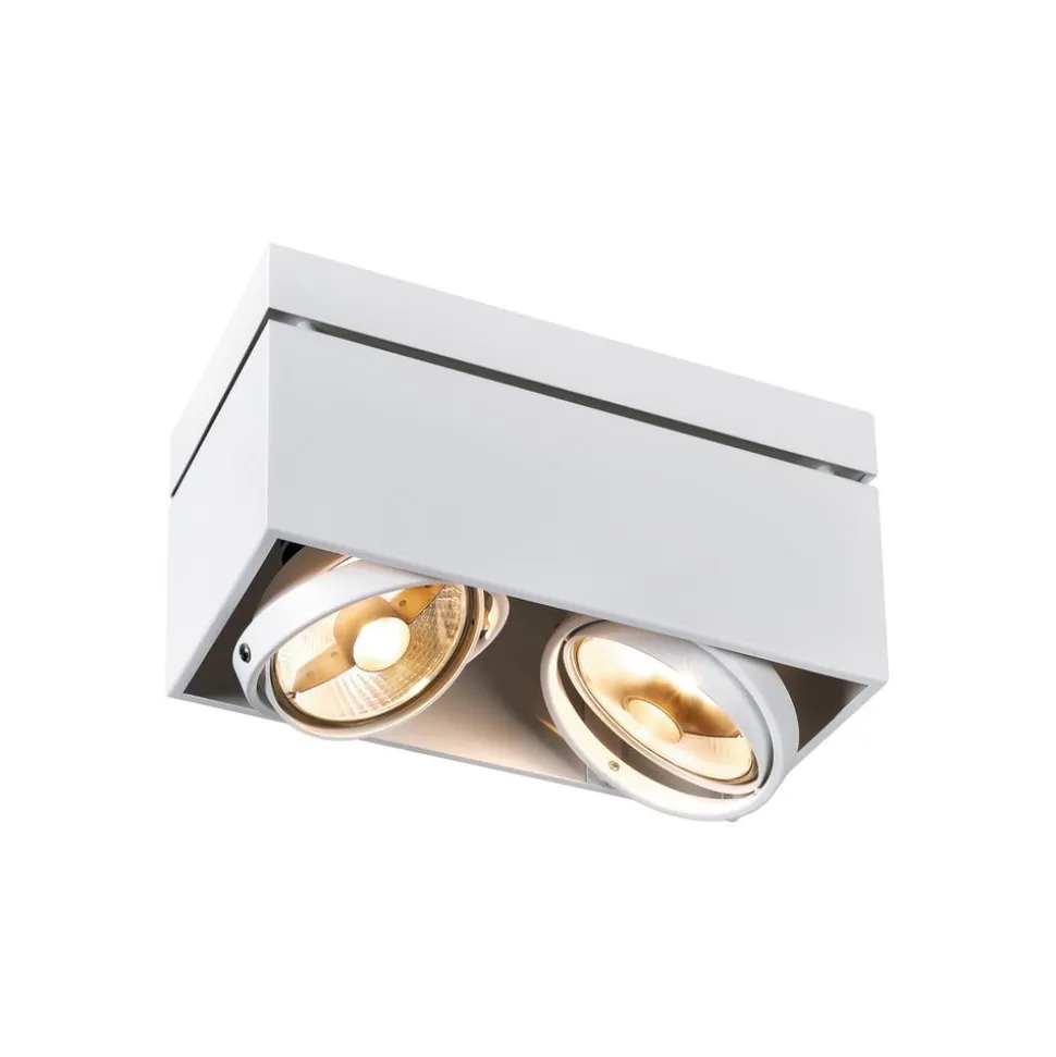 SLV Kardamod loftlampe, hvid, stål, længde 31,5 cm, 2 lyskilder.