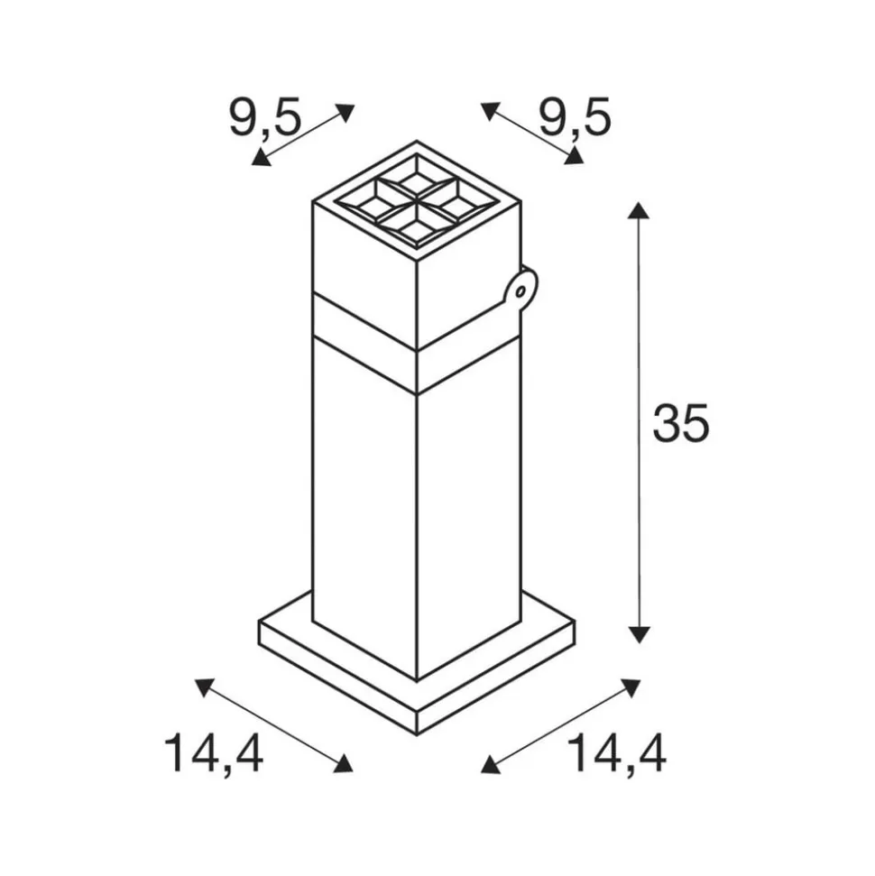 SLV LED-sokkellampe S-Cube 35, antracit, aluminium, højde 35 cm