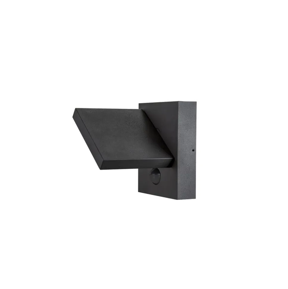 SLV LED-væglampe Abridor, antracit, bredde 14 cm, sensor