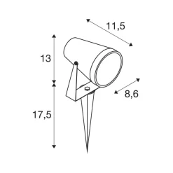 SLV Samrina lampe med jordspyd, sort, plast, højde 13 cm