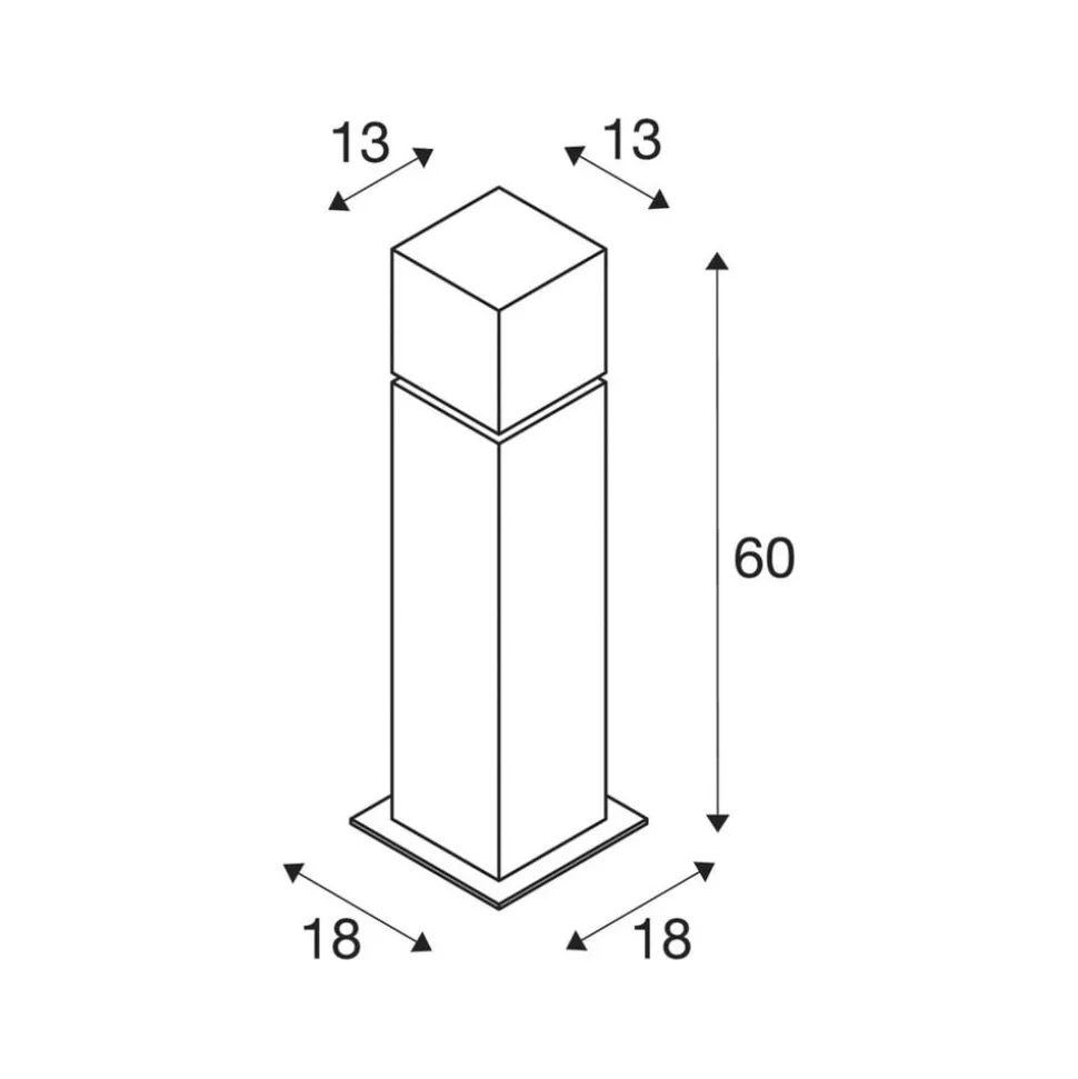 SLV sokkellampe Square Pole, højde 60 cm, grå, stål