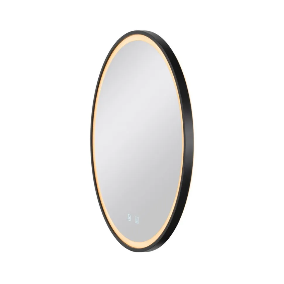 SLV Trukko LED-vægspejl IP44 CCT sort Ø 61cm