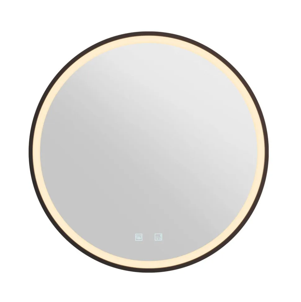 SLV Trukko LED-vægspejl IP44 CCT sort Ø 61cm