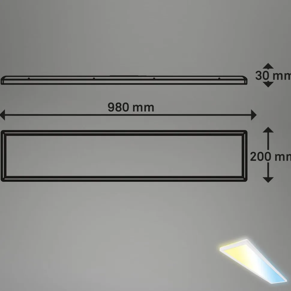 Smart LED loftlampe Tava, 98x20 cm, CCT, dæmpbar