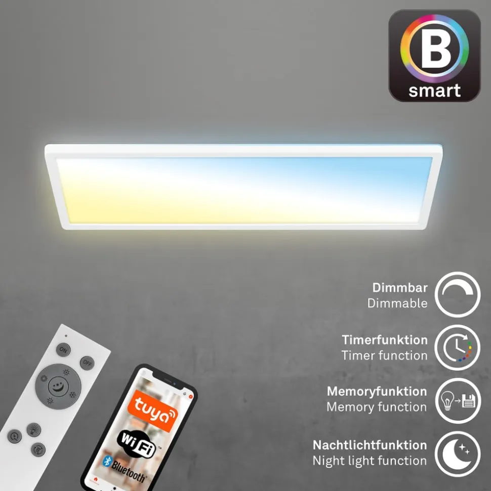 Smart LED loftlampe Tava, 58x20 cm, CCT, dæmpbar