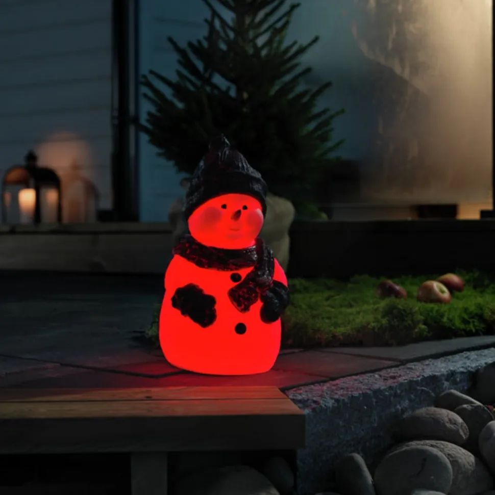 Snemand LED-dekorationsfigur, RGB-farveskift, IP44