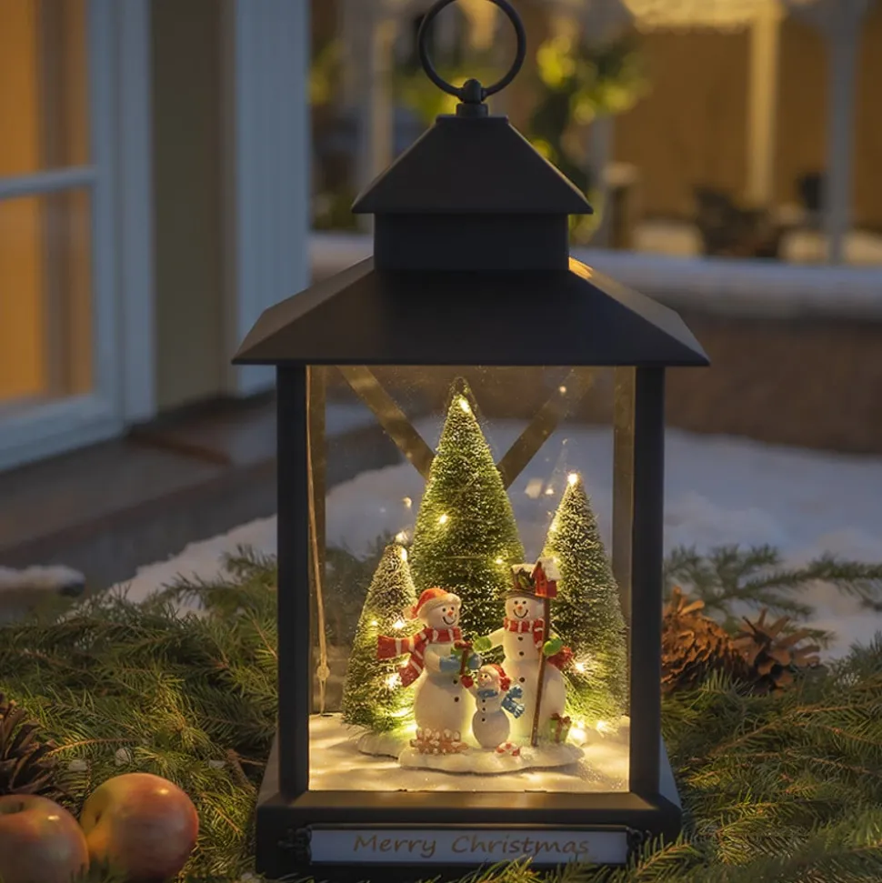 Snemænd LED-dekorationslygte, sort, IP44, 42cm