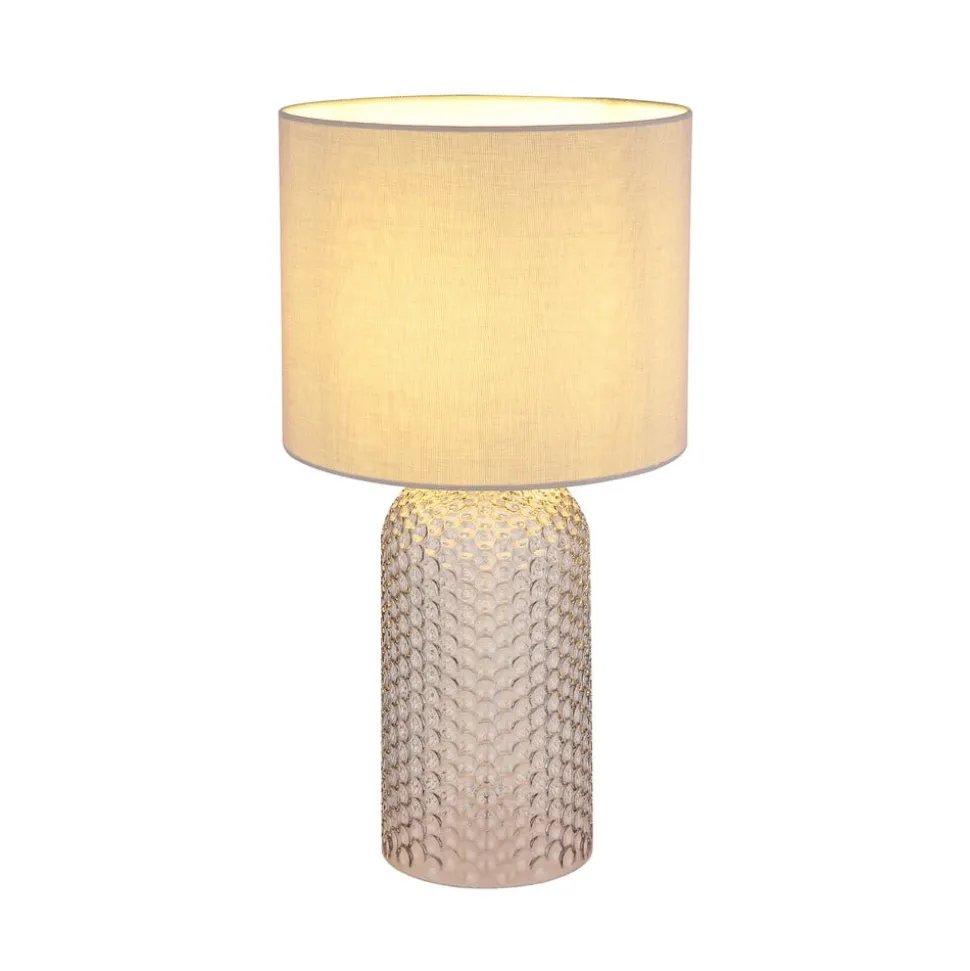 Sofia bordlampe, grå, højde 50 cm, stof/glas