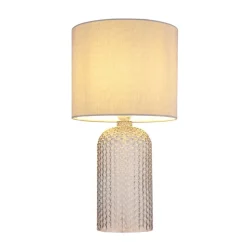 Sofia bordlampe, grå, højde 50 cm, stof/glas