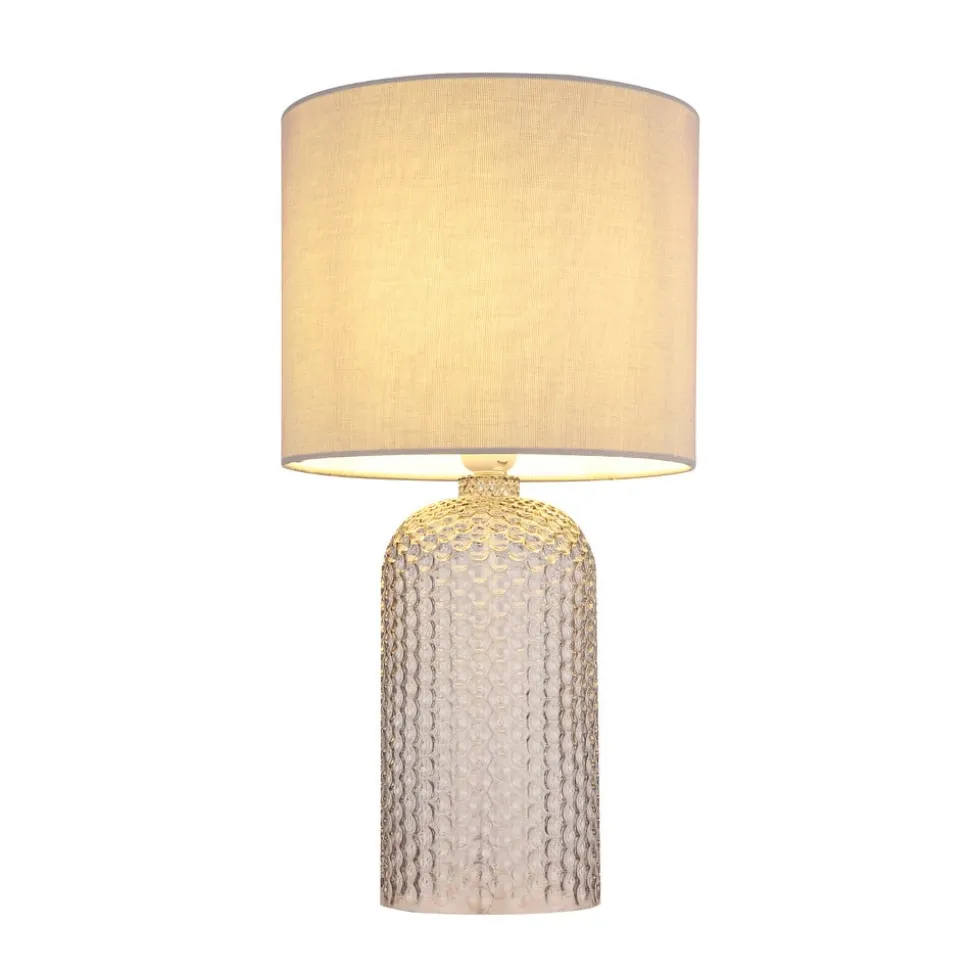Sofia bordlampe, grå, højde 50 cm, stof/glas