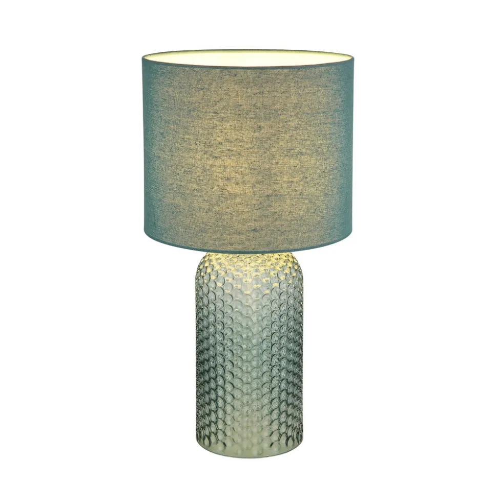 Sofia bordlampe, lysegrøn, højde 50 cm, stof/glas