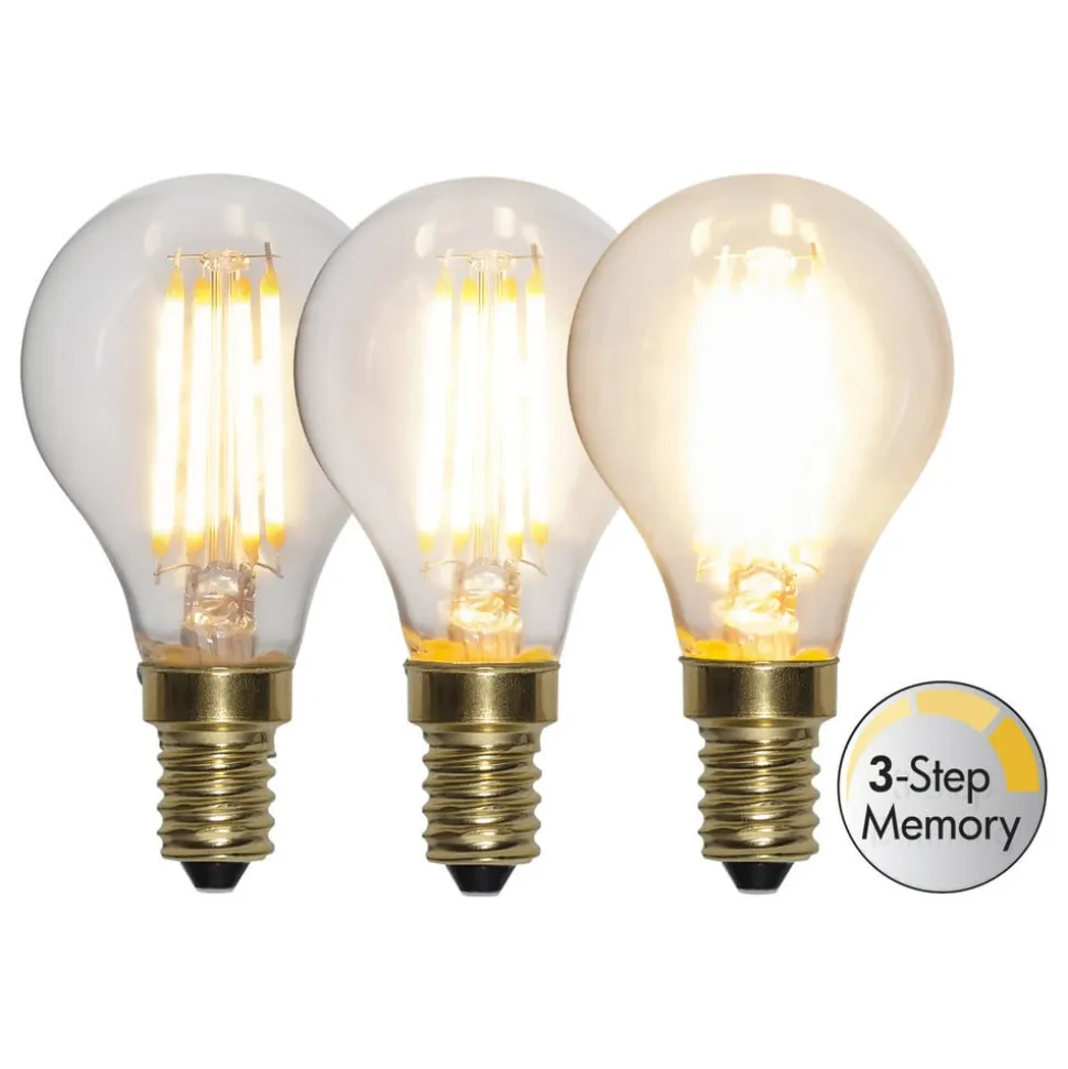 Soft Glow LED-pære E14 4 W 2.100 K dæmpes i 3 trin