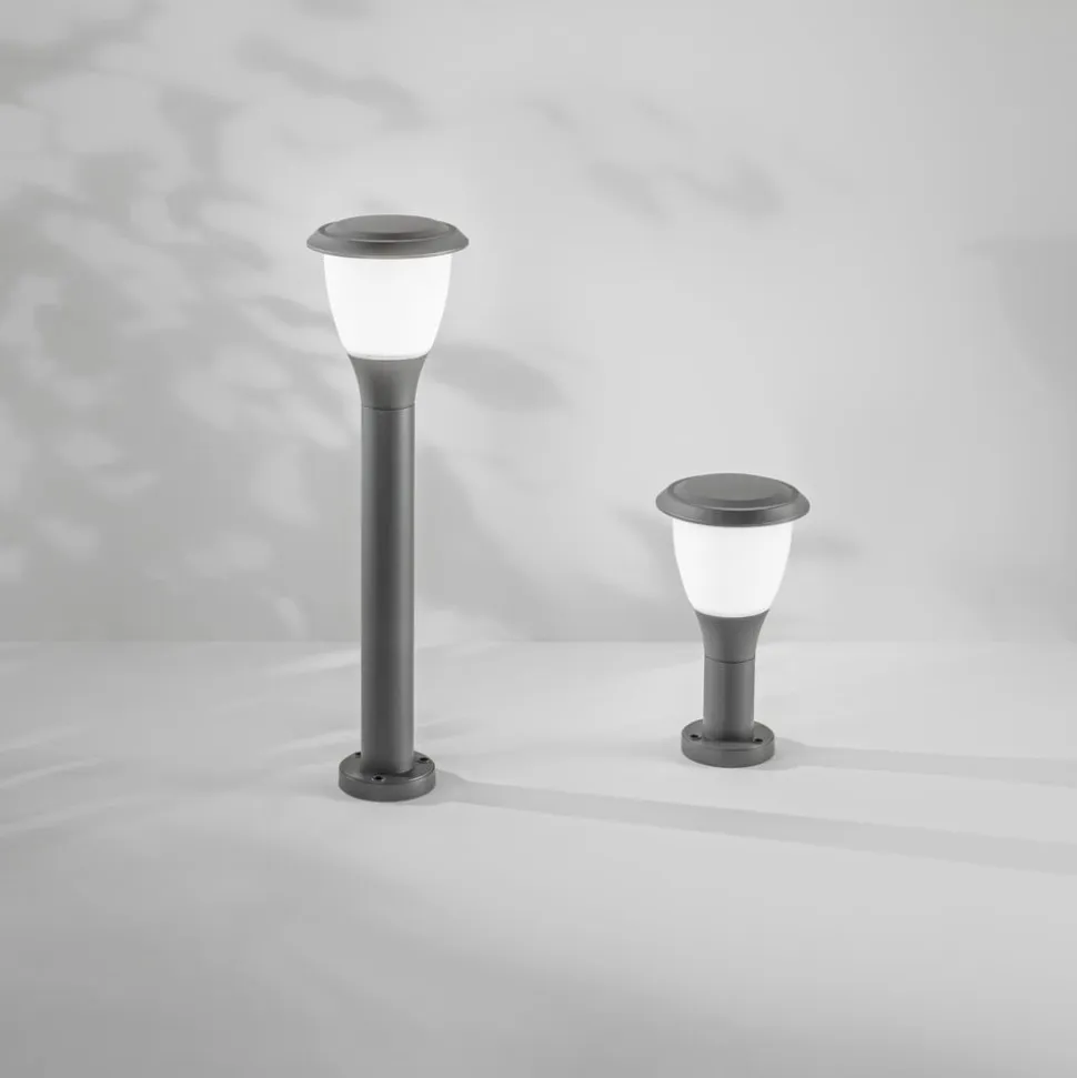 Sokkellampe Thiago, 30 cm, mørkegrå, metal, E27, IP65