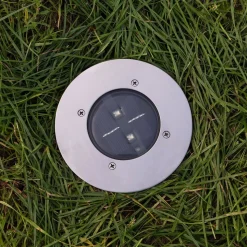 Solar LED nedgravningsspot Lugo, IP44, stål, glas