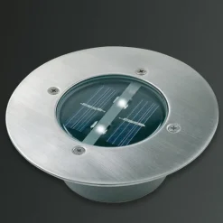 Solar LED nedgravningsspot Lugo, IP44, stål, glas