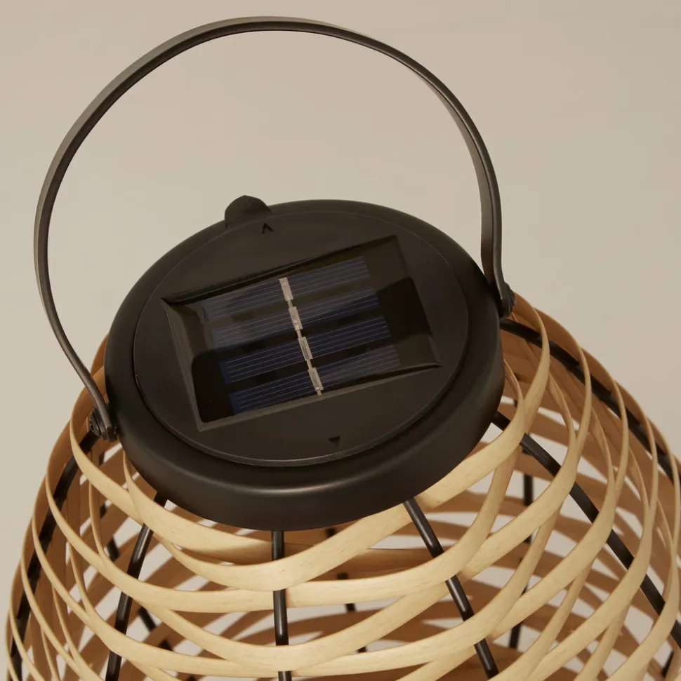 Solar-LED-terrasselampe Netan, brun, rattan, 23 cm, IP44