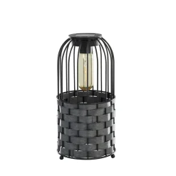 Solar-LED-terrasselampe Tahoa, 26 cm, grå, rattan, IP44