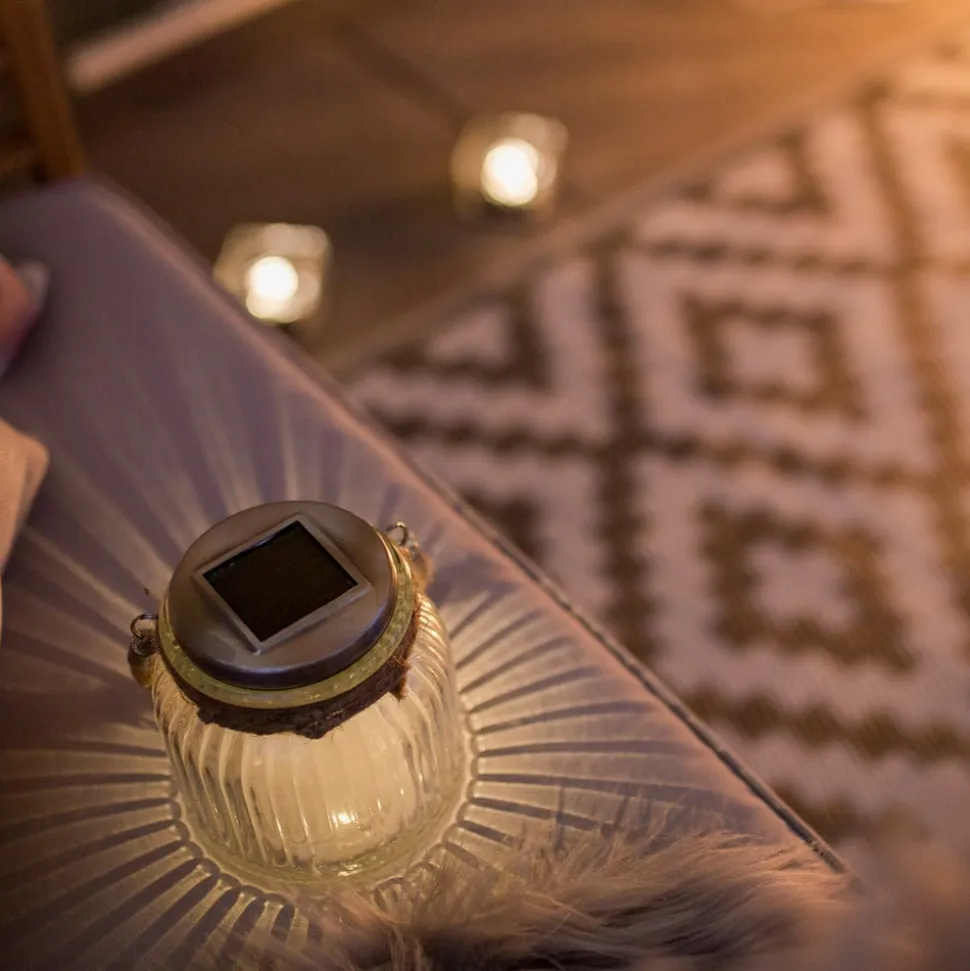 Solcelledrevet LED bordlampe Jar i glas