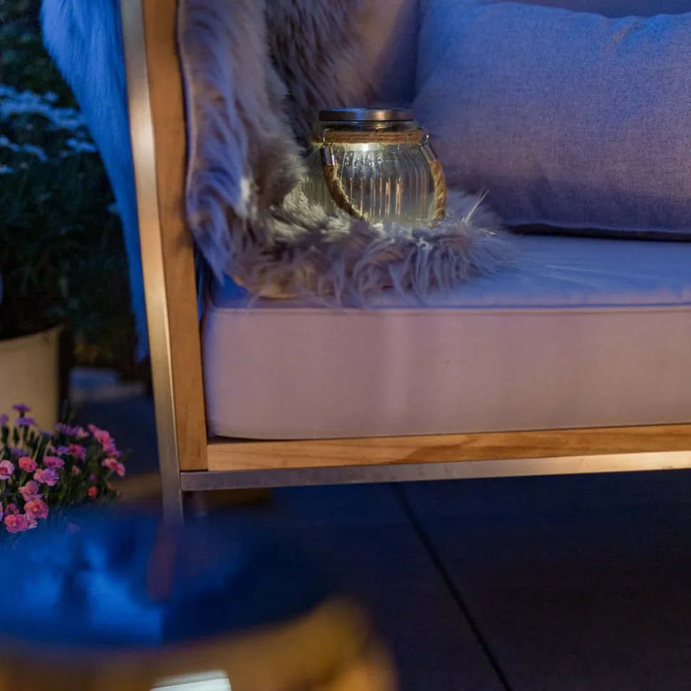 Solcelledrevet LED bordlampe Jar i glas