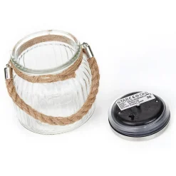 Solcelledrevet LED bordlampe Jar i glas