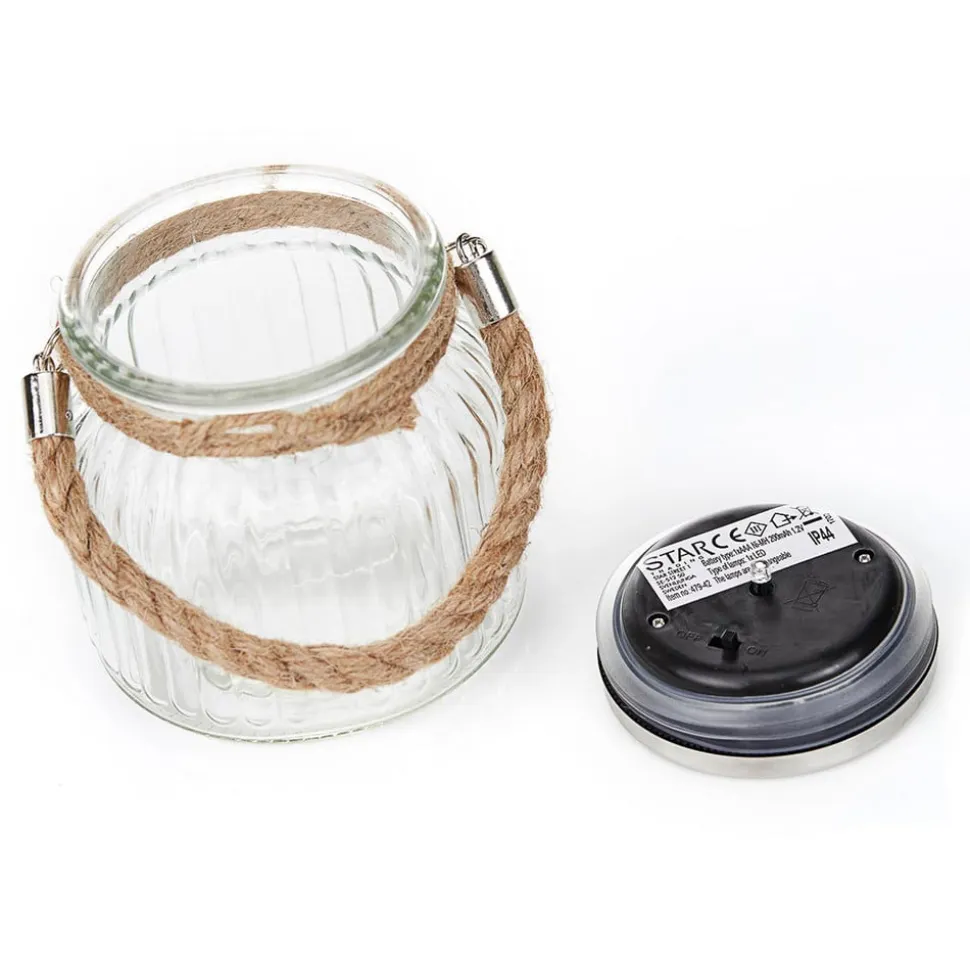 Solcelledrevet LED bordlampe Jar i glas