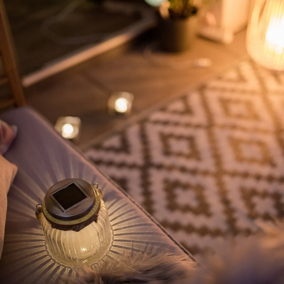 Solcelledrevet LED bordlampe Jar i glas
