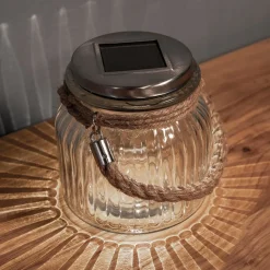 Solcelledrevet LED bordlampe Jar i glas
