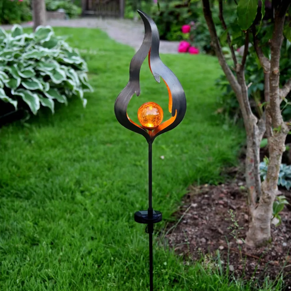 Solcelle-jordspydslampe Melilla flammeformet LED