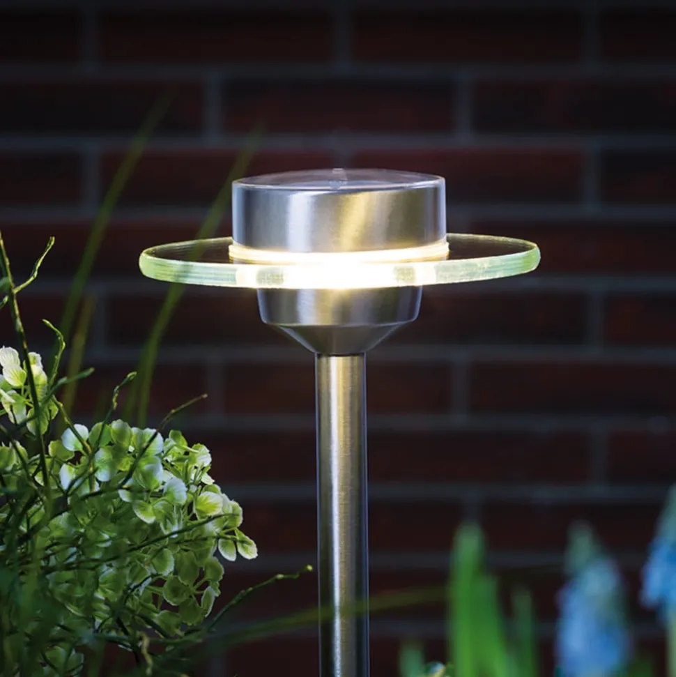 Solcellelampe i ædelstål Ufo med LED, IP44
