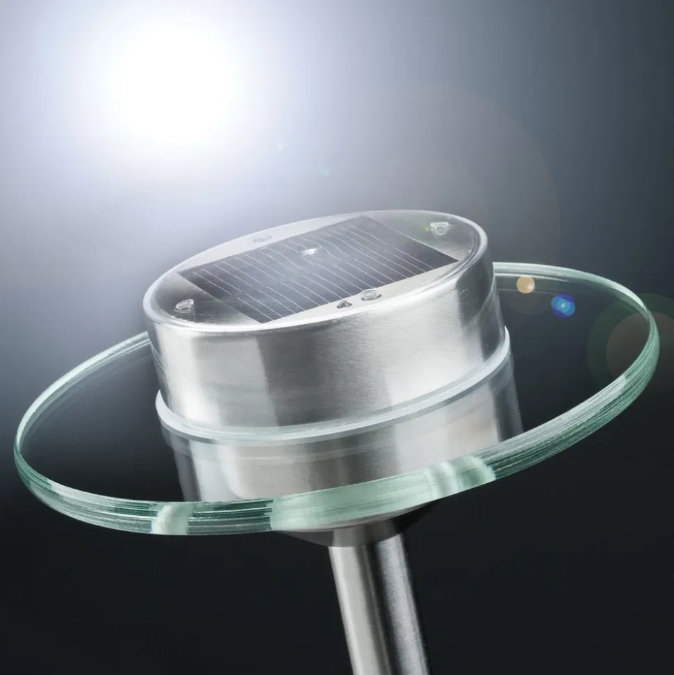 Solcellelampe i ædelstål Ufo med LED, IP44