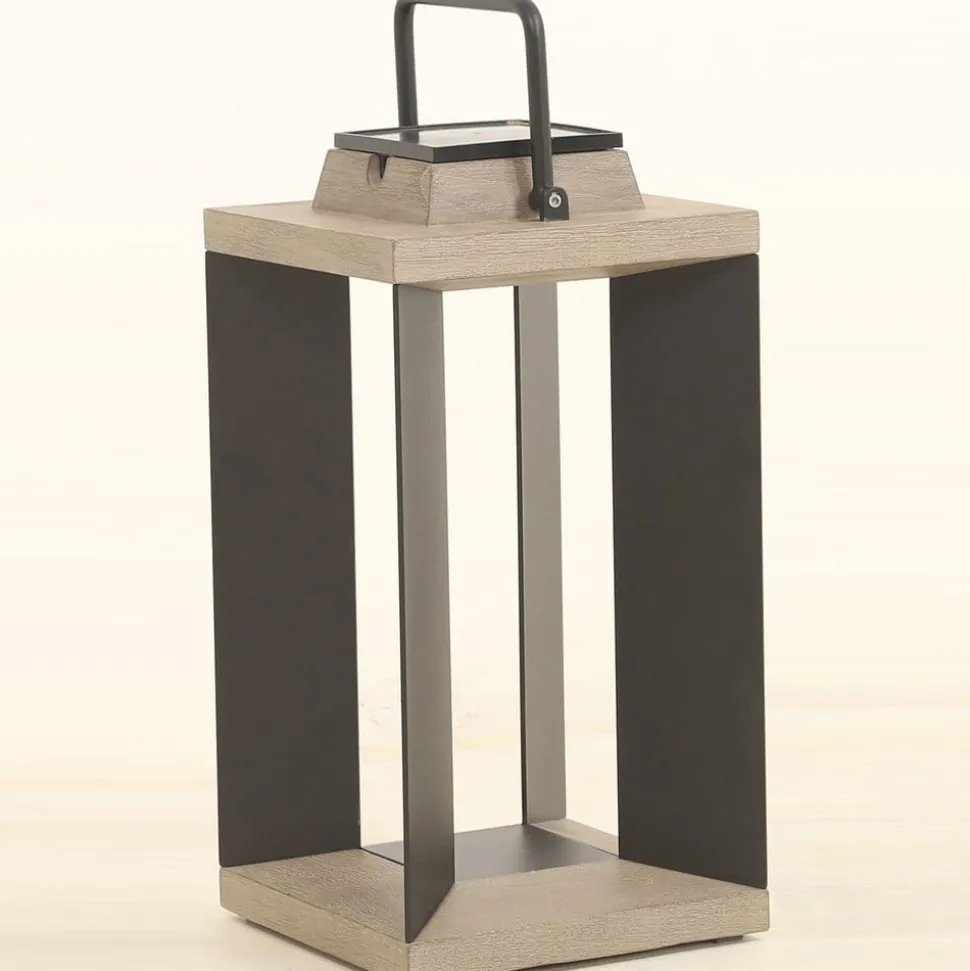 Solcellelanterne Teckalu, aluminium sort, 45,5 cm