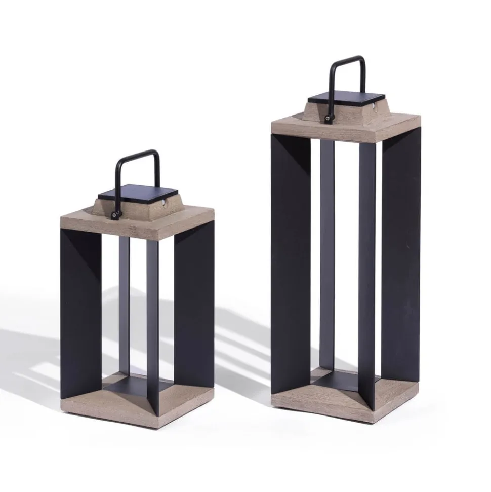 Solcellelanterne Teckalu, aluminium sort, 45,5 cm