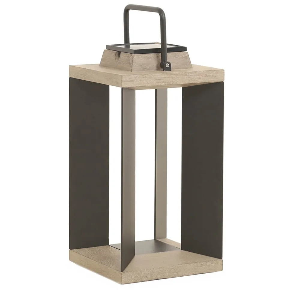 Solcellelanterne Teckalu, aluminium sort, 45,5 cm