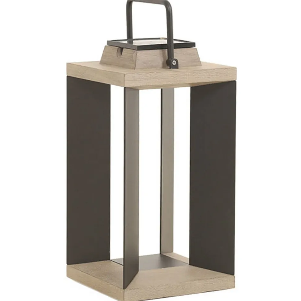 Solcellelanterne Teckalu, aluminium sort, 45,5 cm