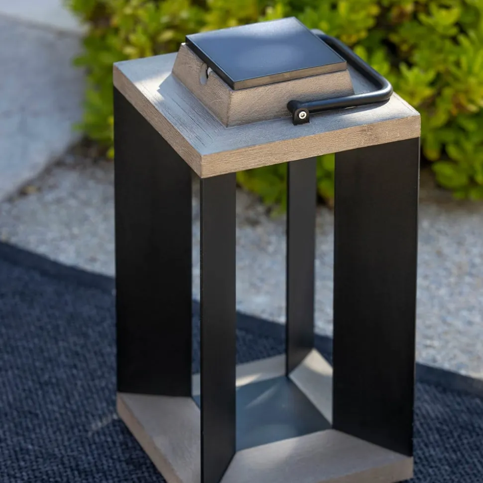 Solcellelanterne Teckalu, aluminium sort, 45,5 cm