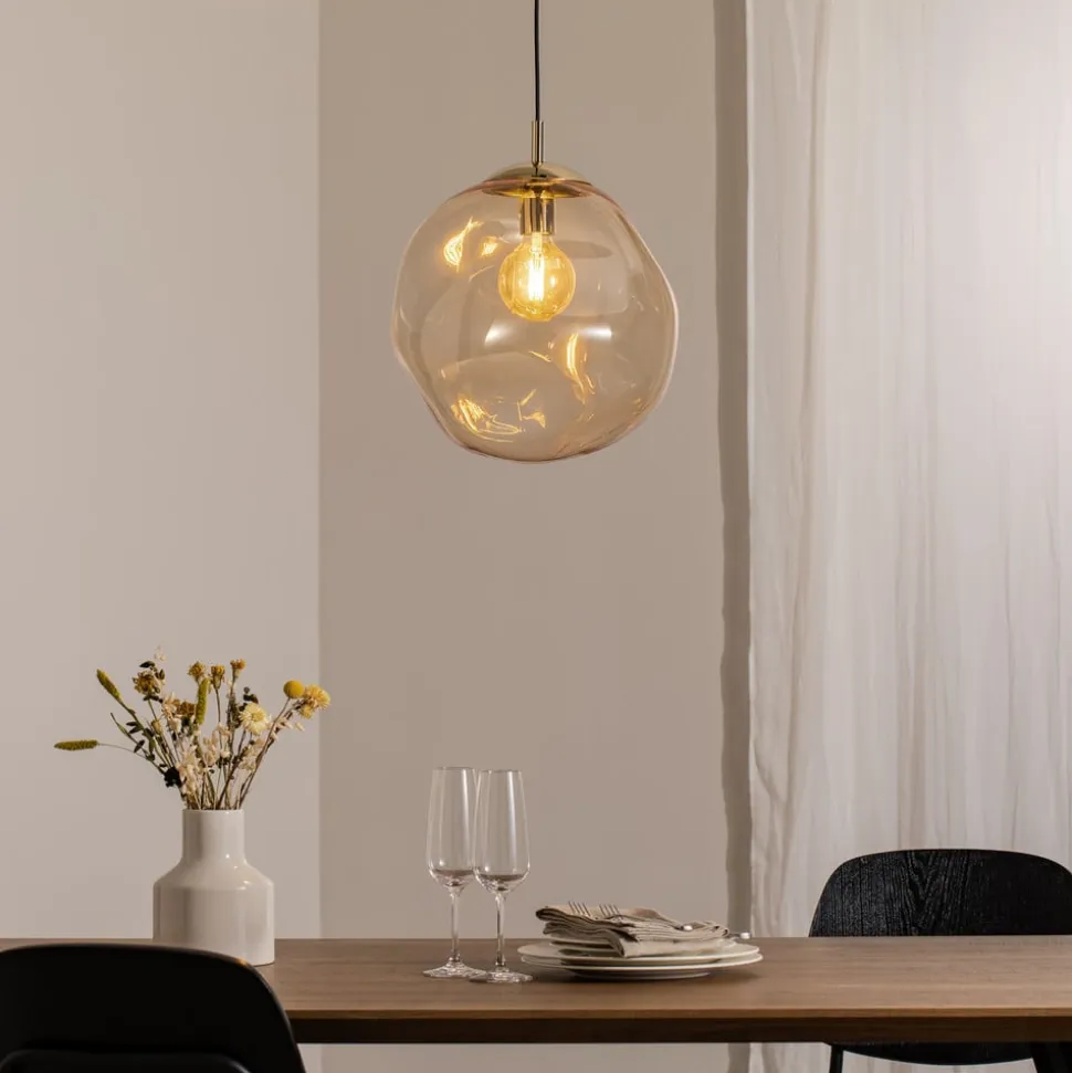 Sol-glaspendel, Ø 35 cm, sort/ravgylden
