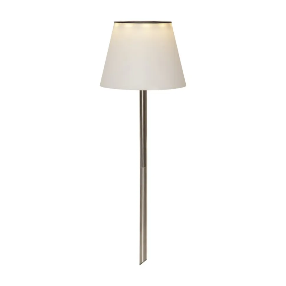 Solini LED-lampe med jordspyd, hvid/sølv, højde 90 cm