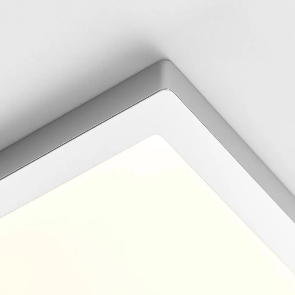 Solvie LED-loftlampe, sølv, kantet, 30 x 30 cm