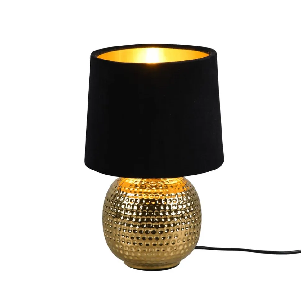 Sophia bordlampe med keramisk fod, sort/guld