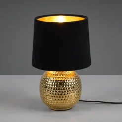 Sophia bordlampe med keramisk fod, sort/guld